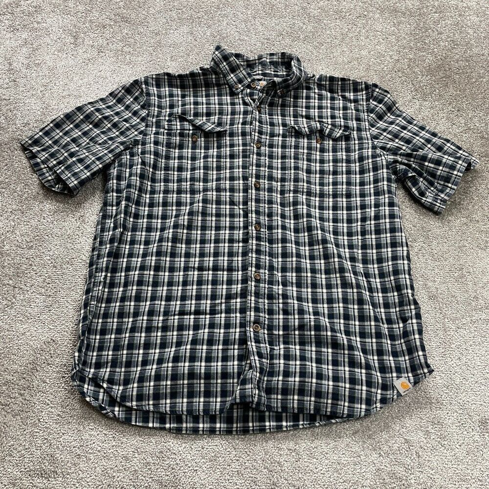 Carhartt Relaxed Flannel Shirt Mens XL Multicolor Plaid Short Sleeve Casual Top
